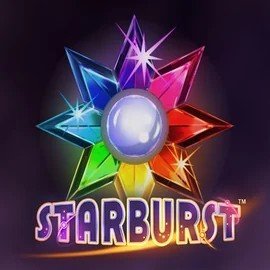 Starburst slot logo by NetEnt at Pelikaani CasinoStarburst
